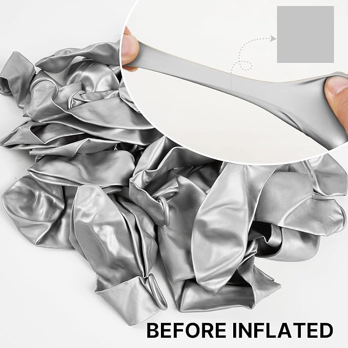 PartyWoo Silver Balloons 50pcs Latex Helium Balloons 12 Inch | Birthday Wedding - Image 3