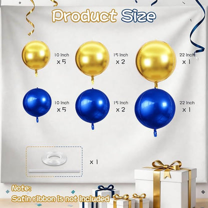 Navy Gold Round Foil Balloons - Image 2