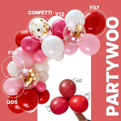 PartyWoo Pink Red and White Balloons 65pcs Hot Baby Pink White Red Balloons | - Image 3