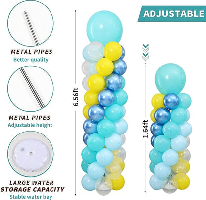 Blue and Yellow Balloon Column Kit Set of 2, Balloon Tower | 102Pcs Blue Yellow - Image 3