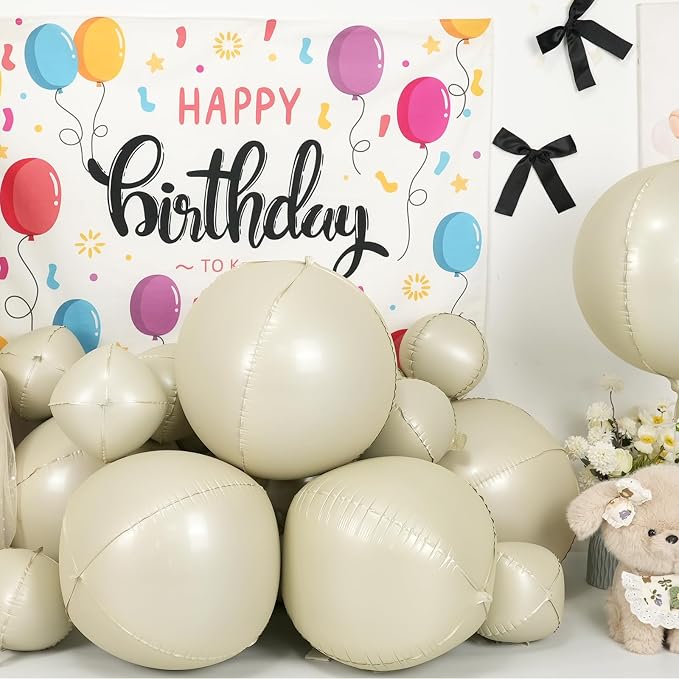 12Pcs Cream White Round Foil Balloons - Image 3