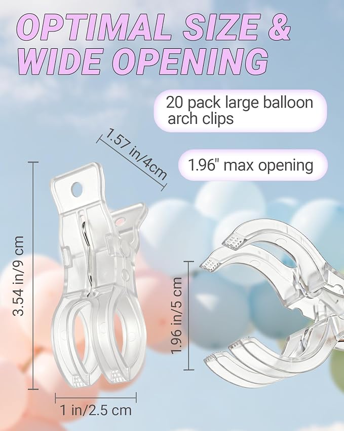 20 Pack Clear Balloon Arch Clips Heavy Duty Spring Clamps Transparent Backdrop - Image 2