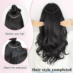 ALXNAN Long Wavy Hair Extensions for Women, Clip in Hair Extensions Clip Ins Soft Full Head Synthetic Hairpieces 20 Inch Platinum Blonde