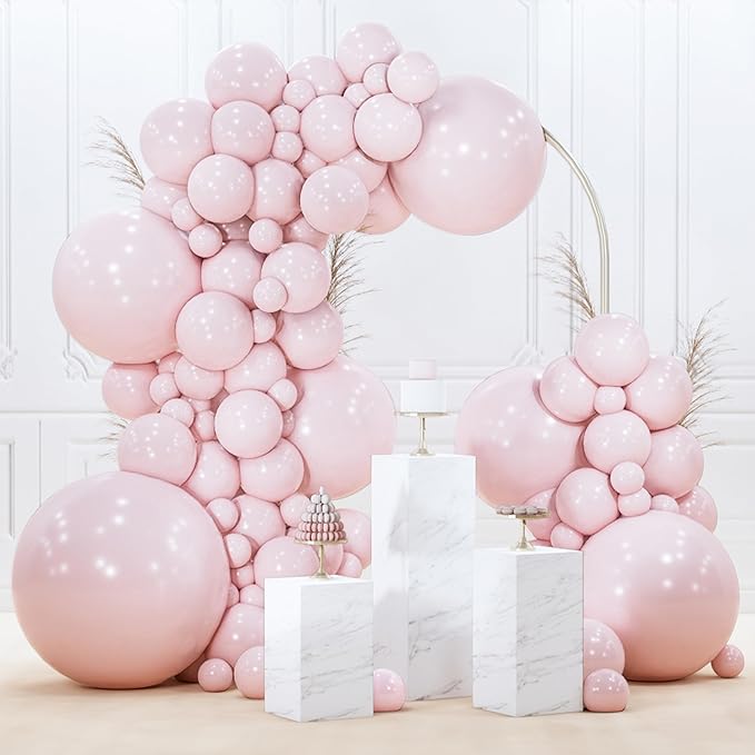PartyWoo Pale Pink Balloons 127pcs Light Pastel Baby Pink Color | 36 18 12 10 5 by PartyWoo