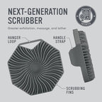Sud Scrub® Antimicrobial Silicone Body Scrubber, Exfoliating Body Scrubber for Sensitive Skin, Eco Friendly Shower Scrubber for Body, Silicone Body Brush for Showering, Charcoal