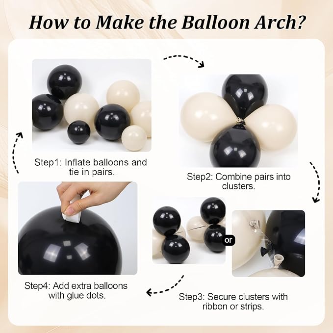 155pcs Black and White Balloon Arch Kit - Image 3