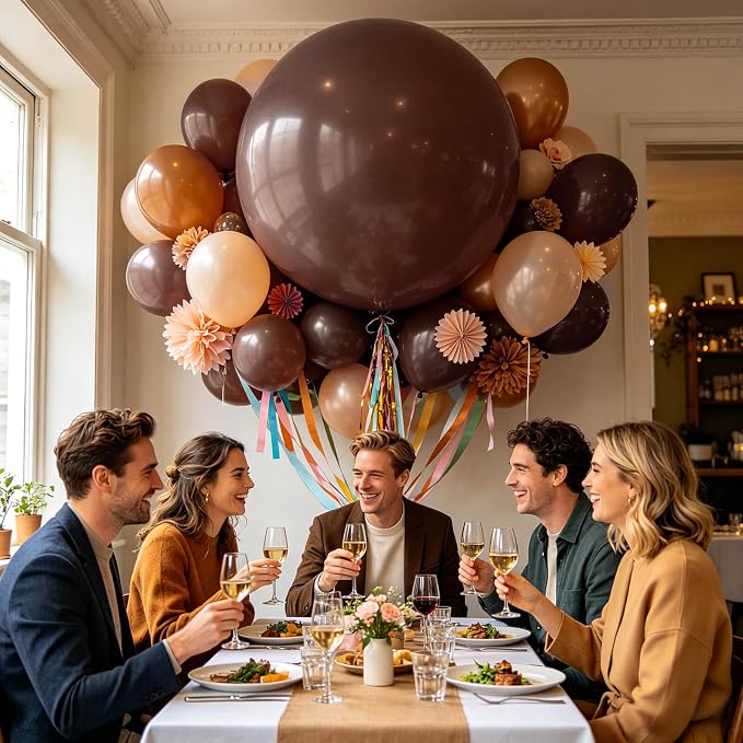 5Pcs Brown Big Balloons 36 Inch, Round Large Latex Party Balloons - Image 7