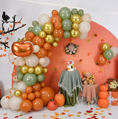 Fall Balloons Garland Arch Kit, Burnt Orange Pumpkin Foil Balloons - Image 5