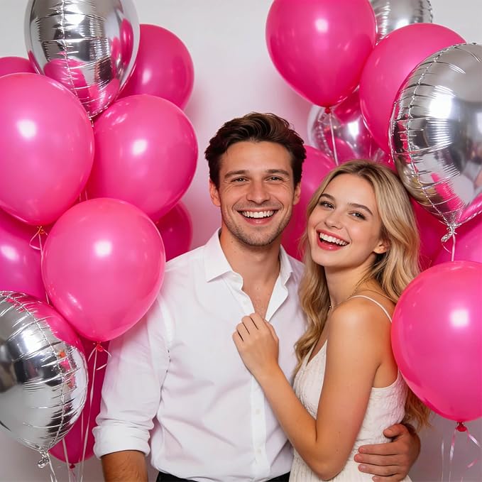 110pcs Hot Pink Balloon 12 inch, Hot Pink Latex Balloons - Image 4