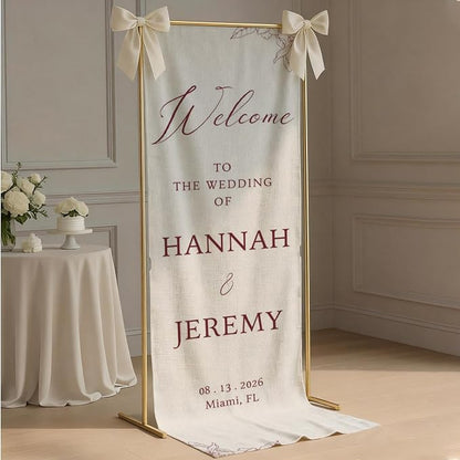 Mapileng Elegant Wedding Linen Wall Tapestry Welcome Banner, Personalized - Image 2