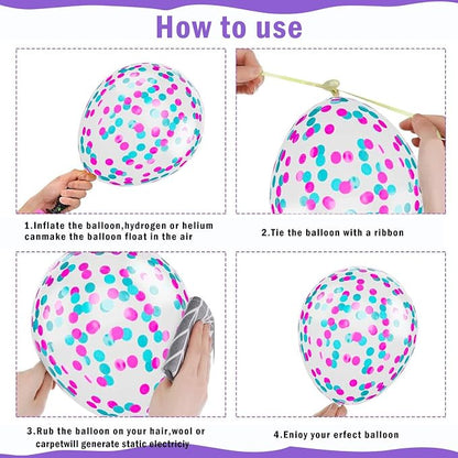 Hot Pink Blue Metallic Purple Teal Yellow Confetti Balloons 50 Pcs 12 Inch | - Image 7