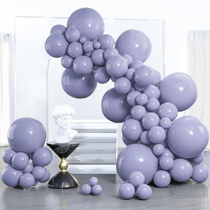 PartyWoo Dusty Blue Balloons 100pcs Boho Dusty Purple Muted Lavender Color | 18 by PartyWoo