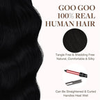 GOO GOO Tape in Hair Extensions Human Hair, 1 Jet black, 18inch 100g 40pcs, Skin Weft Seamless Invisible, Silky Straight with Thick Ends, Remy Human Hair