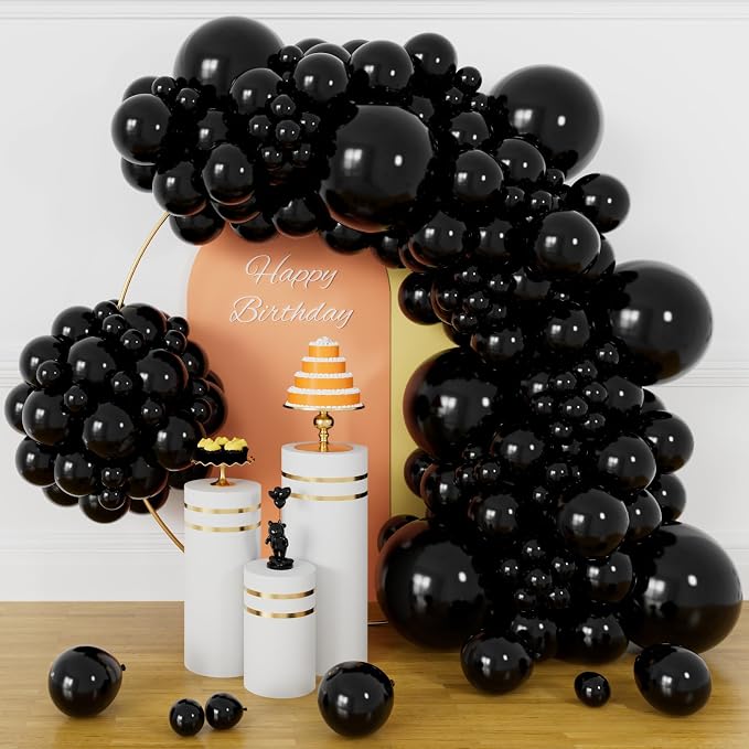 134Pcs Black Balloons Different Sizes 5 10 12 18 Inch Black Balloon Garland by KUULBELAballoons