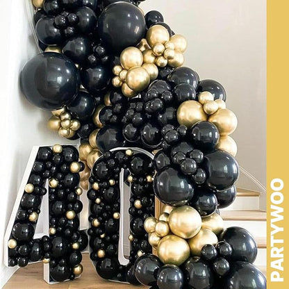 PartyWoo Black and Gold Balloons 66pcs Matte Black Metallic Gold Balloons | - Image 7