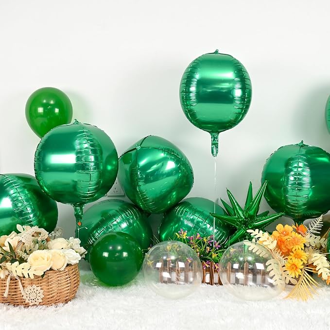 Green Round Foil Balloons 9 pcs - Image 3