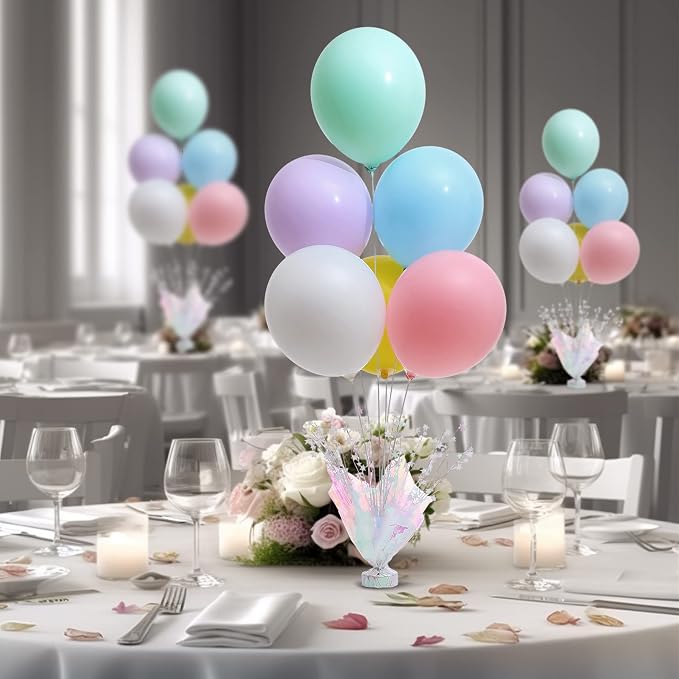 4 Set Pastel Birthday Decorations Rainbow Party Table Balloons Centerpiece - Image 4