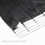 Lacer Hair Semi-permanent Real Remy Human Tape on Hair Extensions 50g 20pcs Tape Attached Skin Weft Invisible Seamless Reusable Jet Black Color #1 22 Inch