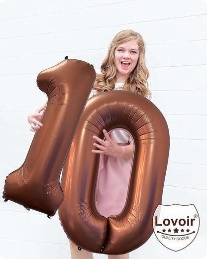 40 Inch Coffee Brown Number 6 Balloon Large Size Jumbo Digit Mylar Foil Retro - Image 6