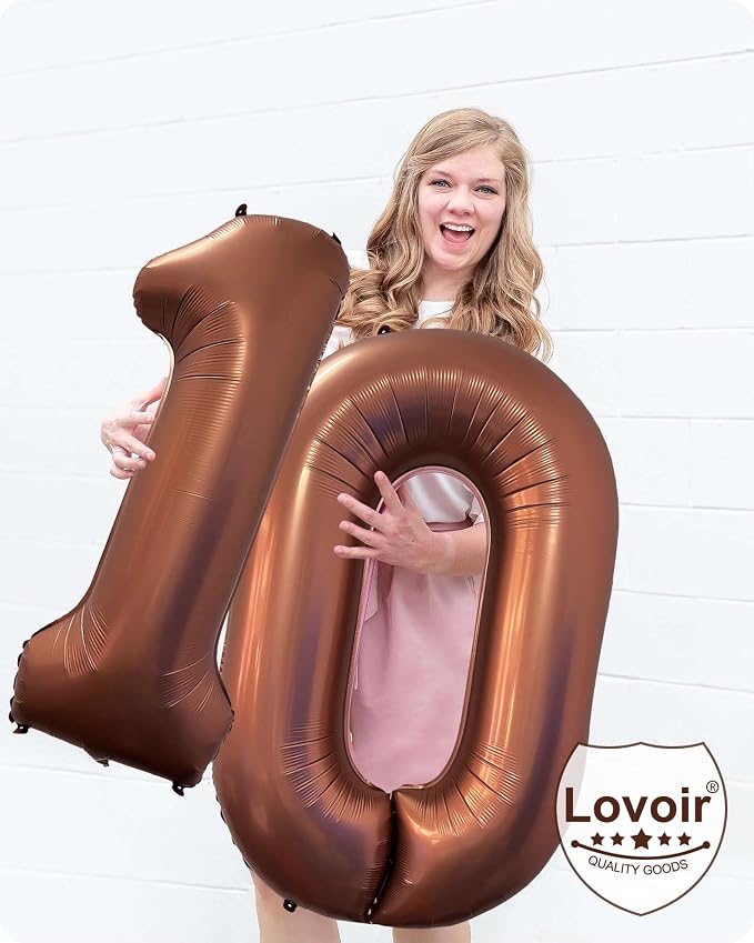 40 Inch Coffee Brown Number 1 Balloon Large Size Jumbo Digit Mylar Foil Retro - Image 6