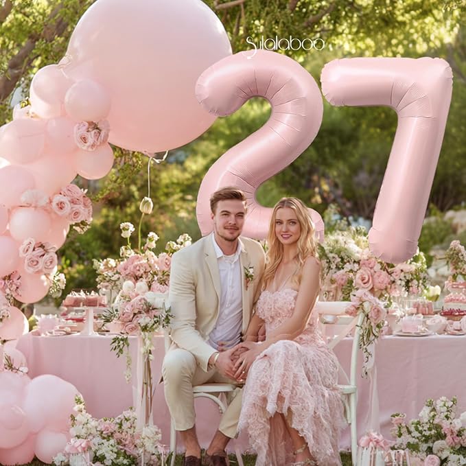 40 Inch Light Pink Number 27 Balloon 0-9 27th Foil Big Giant | Digital - Image 3