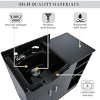 Shampoo Backwash Station for Salons,Salon Station with Shampoo Bowl & Storage Layer,Salon Equipment for Spa Beauty, Black