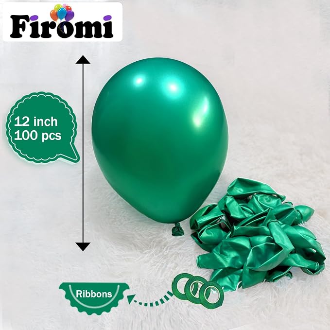 Firomi Pearl Green Balloons 12-inch 100 Pack | Latex Thicken Premium Durable - Image 2
