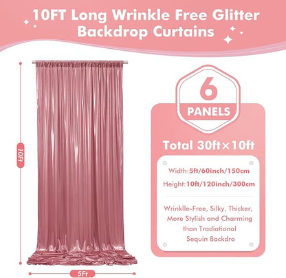 30x10ft Shimmer Rose Gold Sequin Backdrop Curtain - Image 5