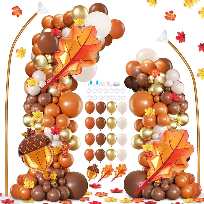 2 Set Fall Balloon Arch Kit Adjustable Fall Column Stand Thanksgiving Balloon by Unknown