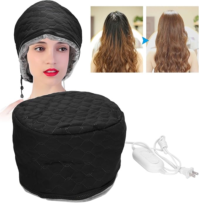 TOPINCN Electric Hair Cap, 3 Gear Temperature Control Hot Oil Treatment Hat with Adjustable Drawstring for Hair Spa Nourishing Care, Non Woven Fabric Heat Insulation