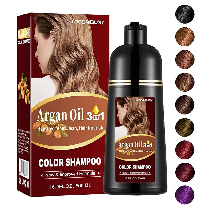 Light Brown Hair Dye 16.9 Fl Oz, Argan Oil Hair Shampoo, 3 in 1 Hair Dye Shampoo, Easy To Use, Semi-Permanent Hair Color Shampoo (Light Brown)