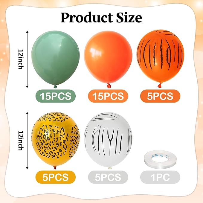 Safari Balloons, Jungle Animal Print Balloons 12 Inch, Tiger Leopard Zebra - Image 3