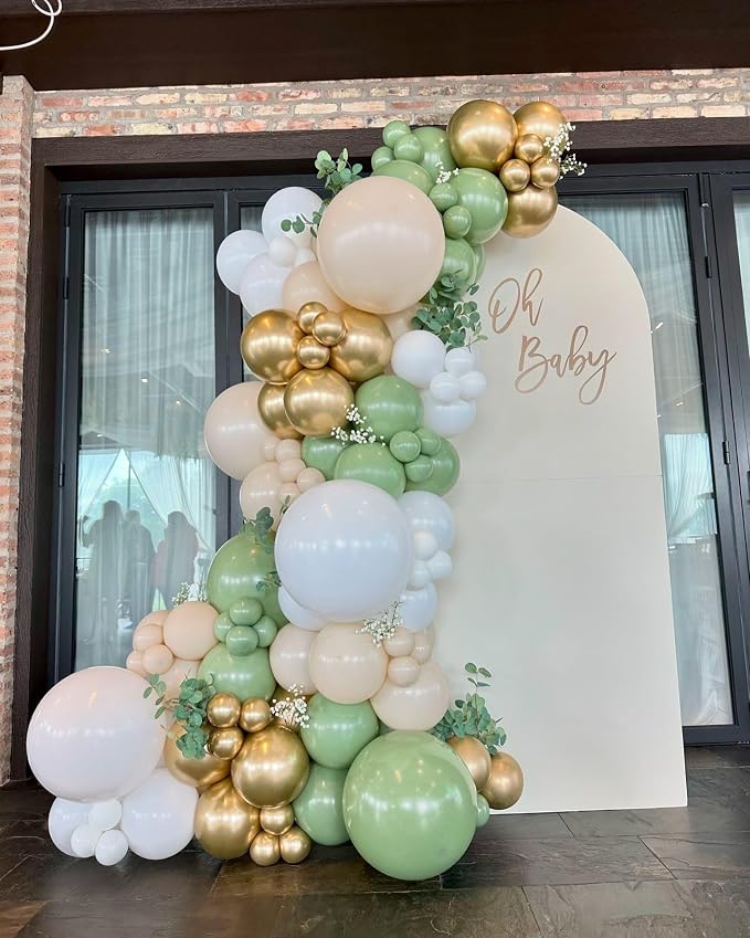 Sage Green White Gold Balloon Arch Kit, Engagements, Anniversary Decorations - Image 5
