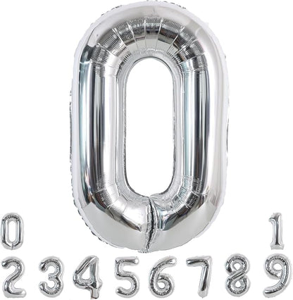 TONIFUL 40 Inch Silver Number 0 Balloon Large Foil Milestone Birthday Decor | by TONIFUL