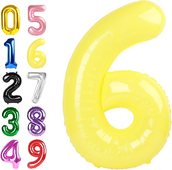 5 Balloon Number 40 Inch for Yellow Birthday Party Decorations | Mix & Match by Argthjy