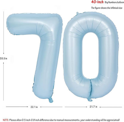 40 In Matte Blue Number Balloons Helium Foil Mylar Balloon Party Digital 70 | - Image 2