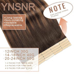Tape in Hair Extensions Human Hair 16 Inch 20pcs Invisible Tape ins Hair Extensions Real Human Hair Dark Brown to Mixed Chestnut Brown Remy Seamless Injected