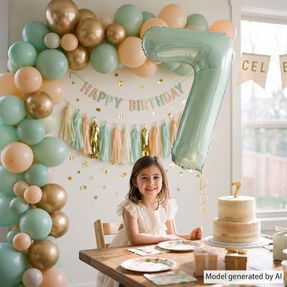 Olive Green Number 7 Balloon 40 Inch, Backdrop Sign - Image 6