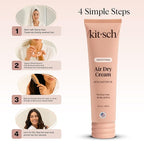 Kitsch Smoothing Air Dry Cream for Hair – Frizz Control Hair Care Product with Castor Oil & Coconut Oil – Weightless Styling Cream - Enhances Natural Texture Appearance | Ideal Gifts for Women – 5 oz