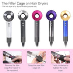 Upgraded Hair Dryer Filter Cover Compatible with Dyson Supersonic HD01 HD03 HD07 HD08 Models, Hair Dryer Strainer Filter Replacement Parts (Gray)