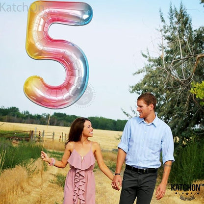 KatchOn Rainbow Number 5 Balloon 40 Inch - Image 9