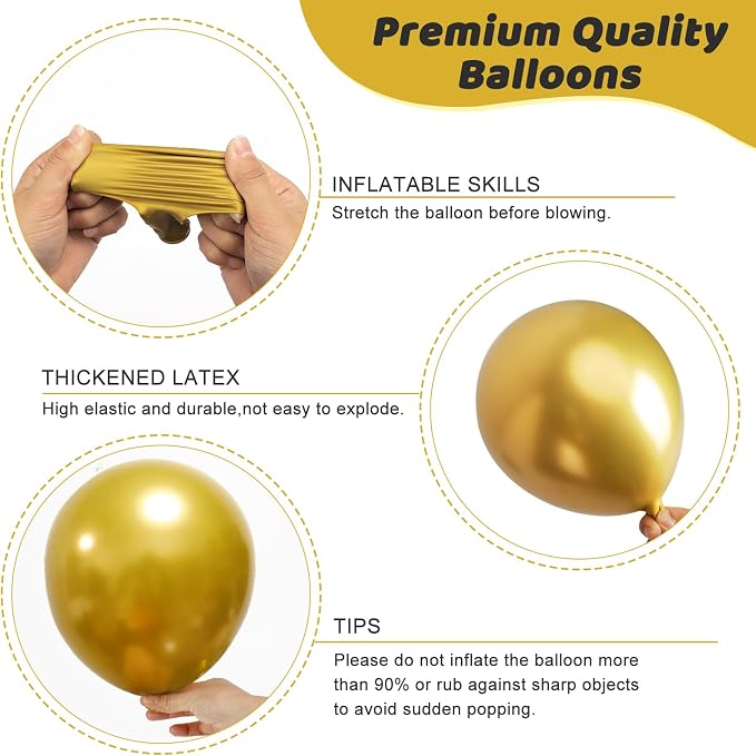 RUBFAC 135pcs Gold Balloons Different Sizes 18 12 10 5 Inch - Image 3