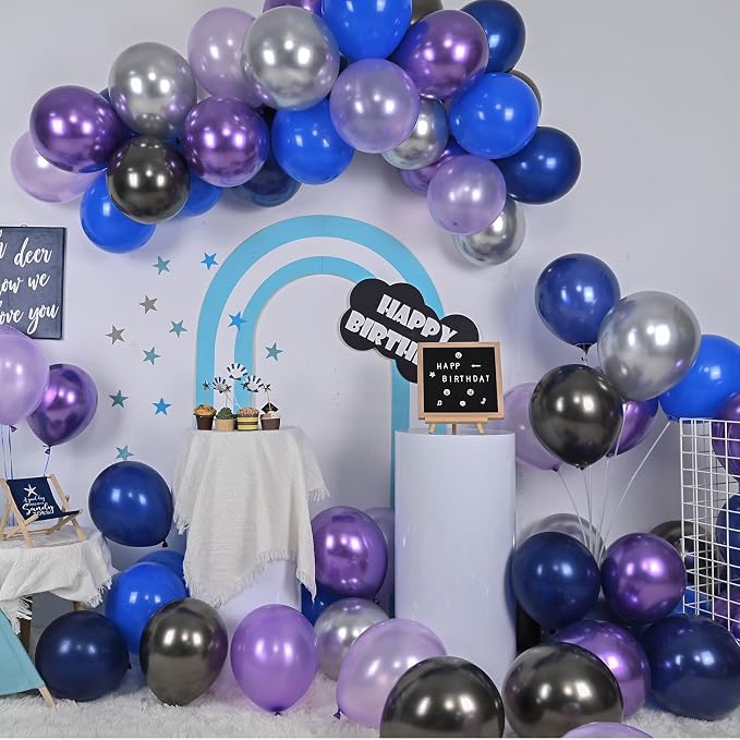 Outer Space Balloons, 12 Inches Galaxy Blue Purple Balloons - Image 5