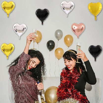 50 pcs 10 Inch Multi-colored Heart Foil Balloons | 10" Heart Mylar Balloons - Image 4