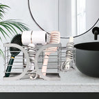 Elegant Light Gray Wall Mounted Hair Dryer Holder - Stylish Bathroom Organiser for Hair Dryer & Straightener, Hair Brush & Accessories