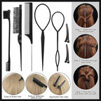 Slick Back Hair Brush with 1000pcs Hair Rubber Bands,Hair Wax Stick,Elastic Hair Ties,Rat Tail Comb for Women, Men and All,Curly Hair,Straight Hair