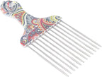 Professional Hair Styling Pick Comb - Stainless Steel, for Afro Hair, Suitable for Women and Men (Waist flower K4)
