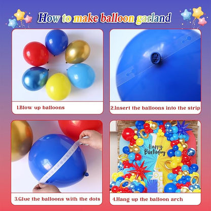 142 Pcs Red Blue Yellow Cartoon Hedgehog Balloon Arch Kit - Image 3