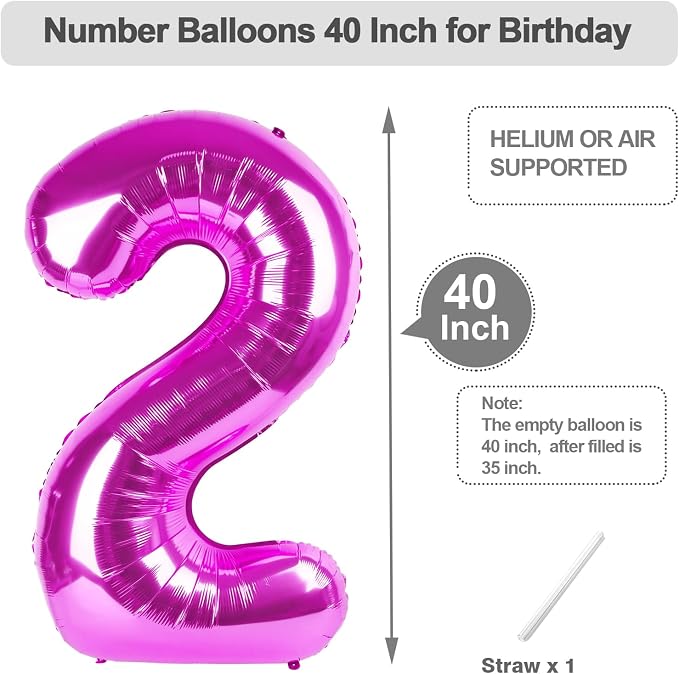 Number Balloons 40 Inch Rose Purple 1 Balloon - Image 5