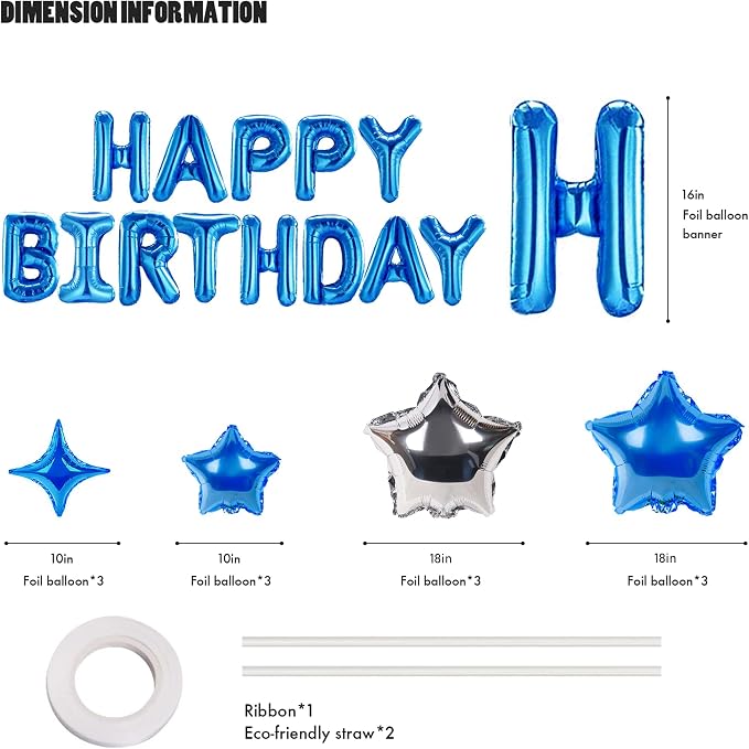 CANREVEL Happy Birthday Banner Decorations + 12Pcs Star Balloons, - Image 2